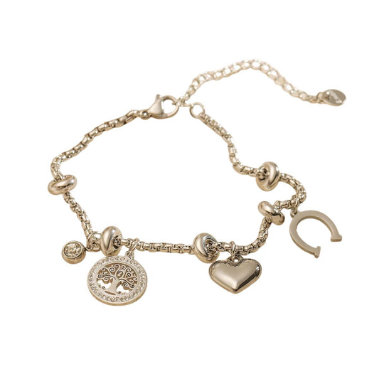 Bracelet breloques porte-bonheur argenté