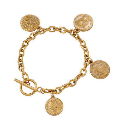 Bracelet breloques avec médailles doré à bascule