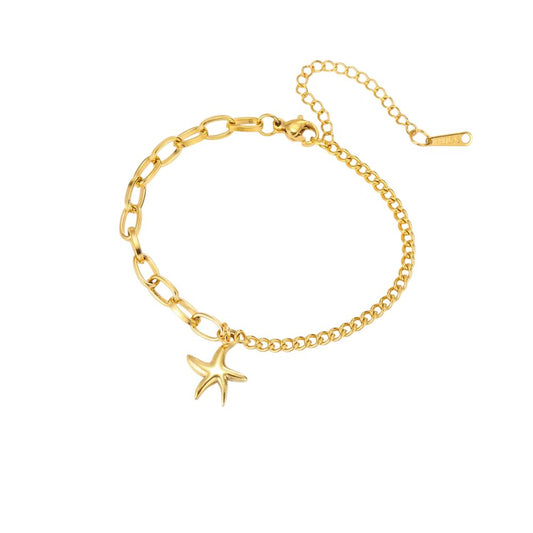 Bracelet à breloque unique étoile fine doré