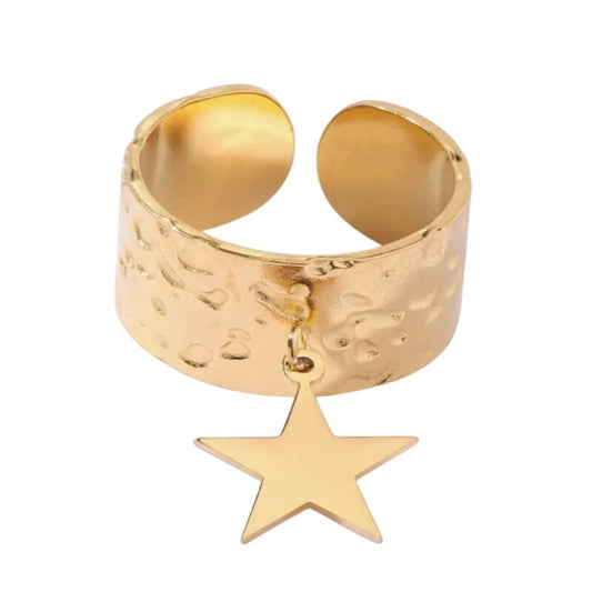 Bague breloque ajustable étoile dorée