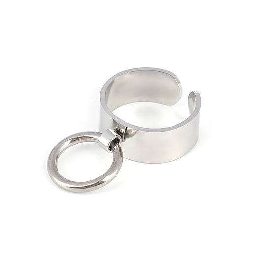 Bague breloque anneau argentée