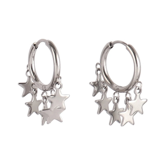 Boucles d'oreilles breloques étoiles argentées