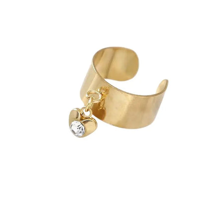 Bague breloque coeur et cristal dorée