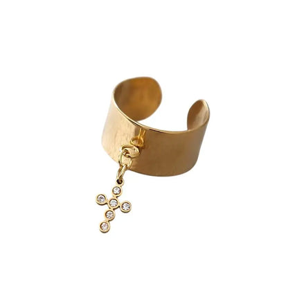 Bague breloque croix dorée