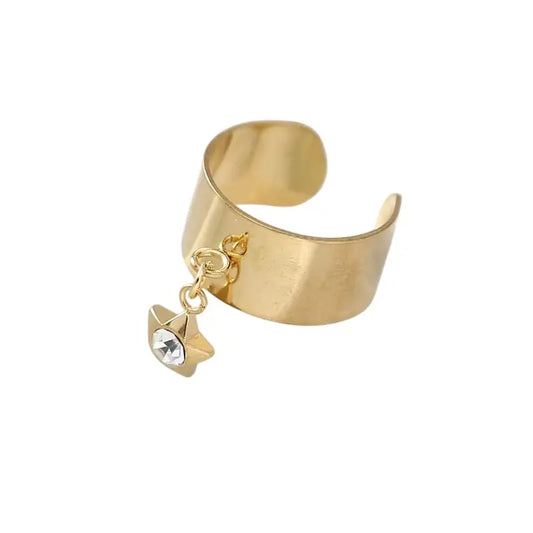 Bague breloque étoile et cristal dorée