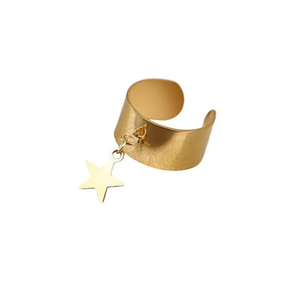 Bague breloque lisse étoile dorée