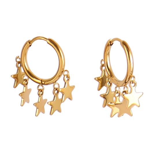 Boucles d'oreilles breloques étoiles dorées