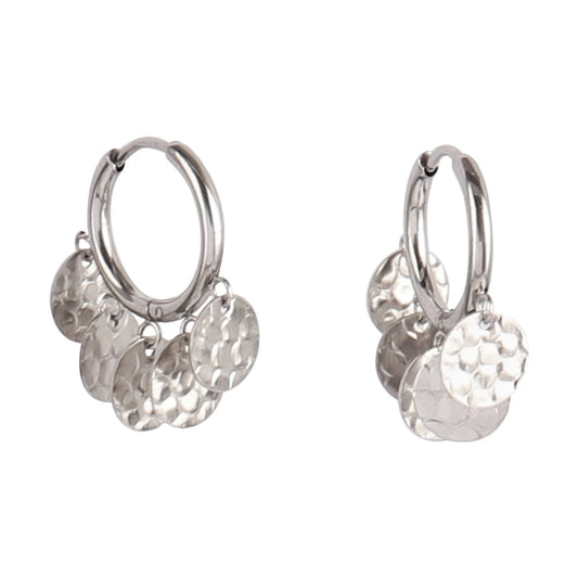 Boucles d'oreilles breloques médailles argentées