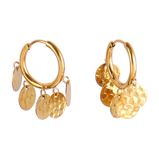Boucles d'oreilles breloques médailles dorées