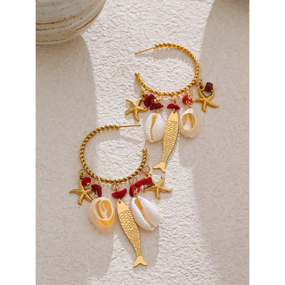 Boucles d'oreilles coquillages dorées