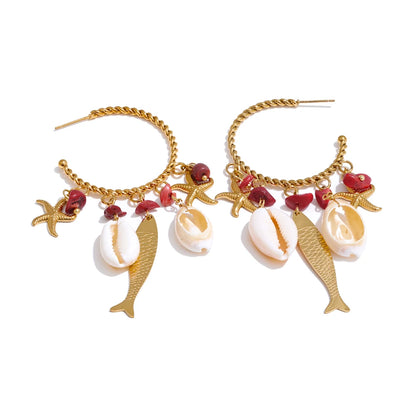 Boucles d'oreilles coquillages dorées