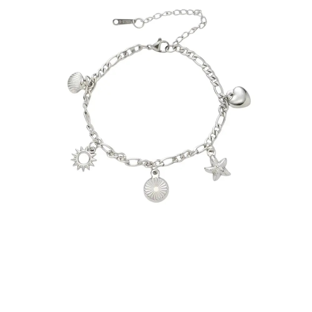 Bracelet à breloque médaille argenté