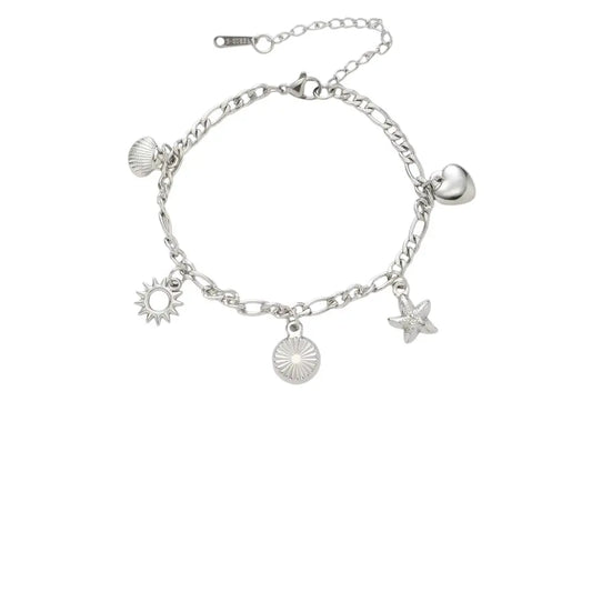 Bracelet à breloque médaille argenté