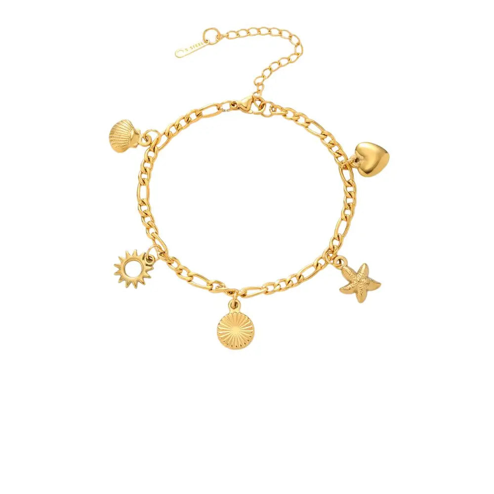 Bracelet à breloque médaille doré
