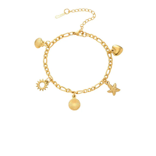 Bracelet à breloque médaille doré