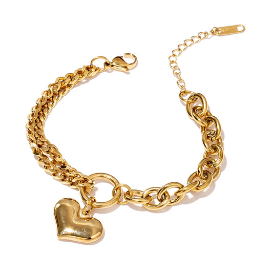 Bracelet à breloque unique coeur doré