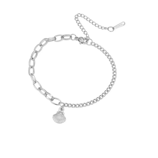 Bracelet à breloque unique coquillage argenté