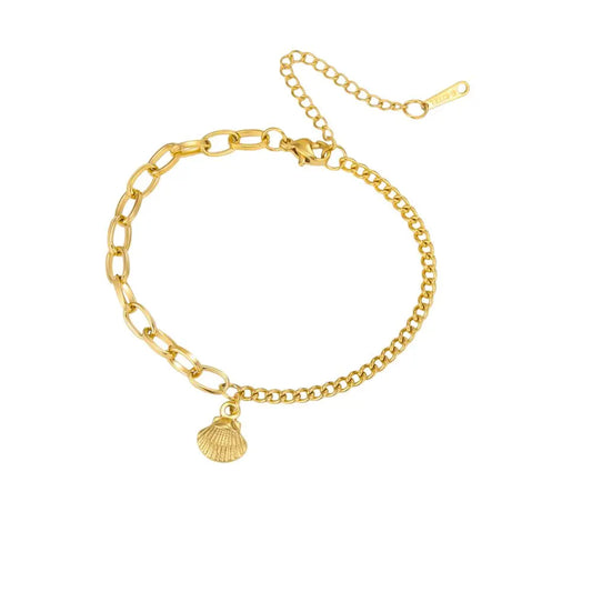 Bracelet à breloque unique coquillage doré