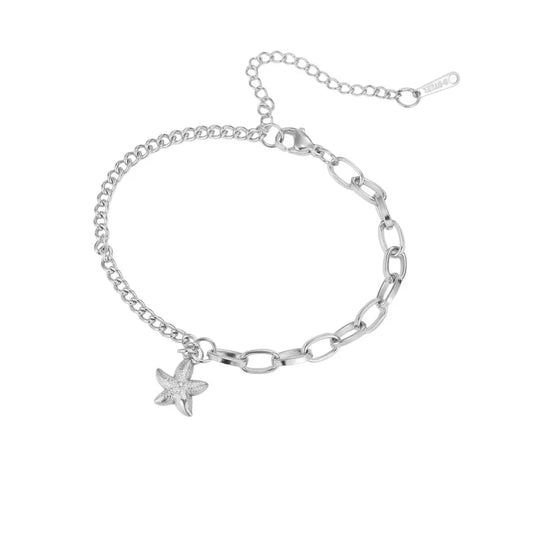 Bracelet à breloque unique étoile argenté