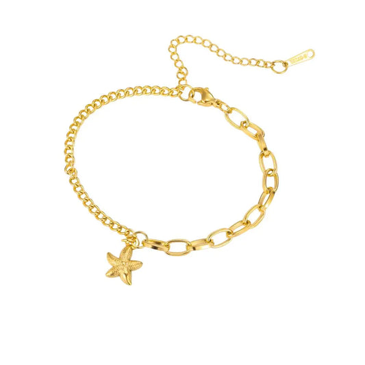 Bracelet à breloque unique étoile doré