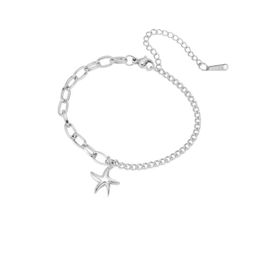 Bracelet à breloque unique étoile fine argenté