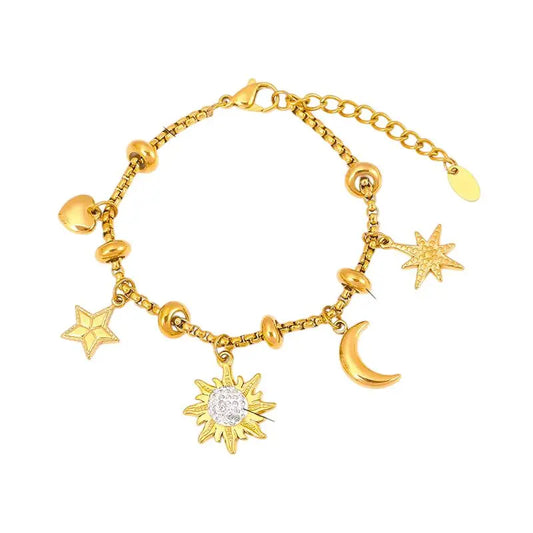 Bracelet à breloques doré avec clips et étoile scintillante