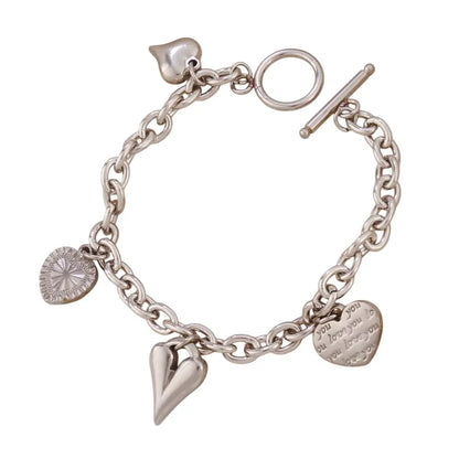 Bracelet breloques avec coeur argenté à bascule