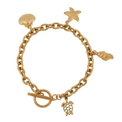 Bracelet breloques avec étoile de mer doré à bascule