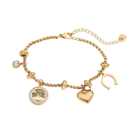 Bracelet breloques porte-bonheur doré