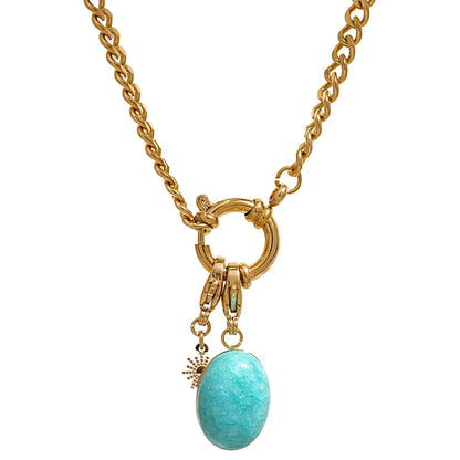 Collier à breloque turquoise doré