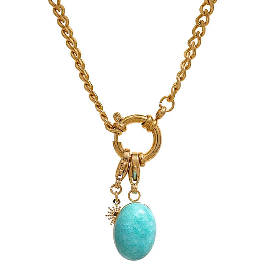 Collier à breloque turquoise doré