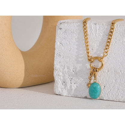 Collier à breloque turquoise doré