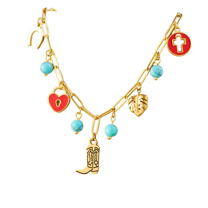 Collier à breloques avec botte dorée