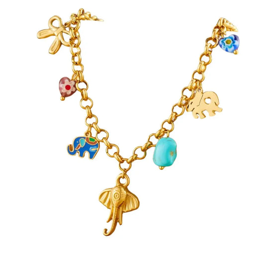 Collier à breloques avec éléphant doré