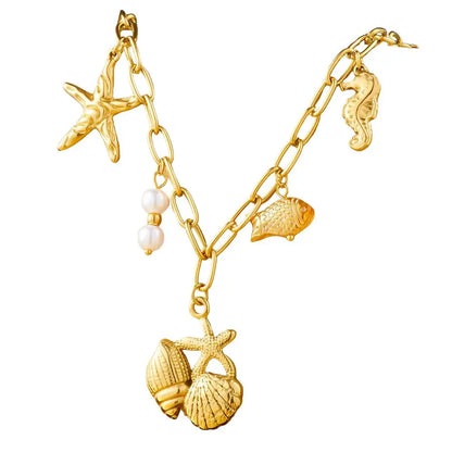 Collier à breloques de la mer doré