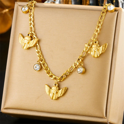 Collier à breloques doré et anges