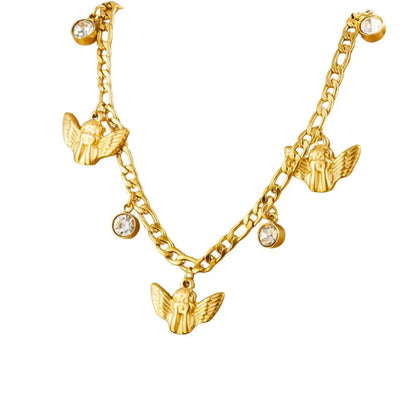 Collier à breloques doré et anges
