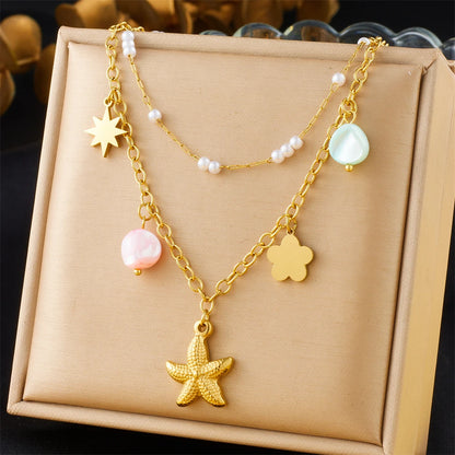 Collier à breloques étoile de mer doré design