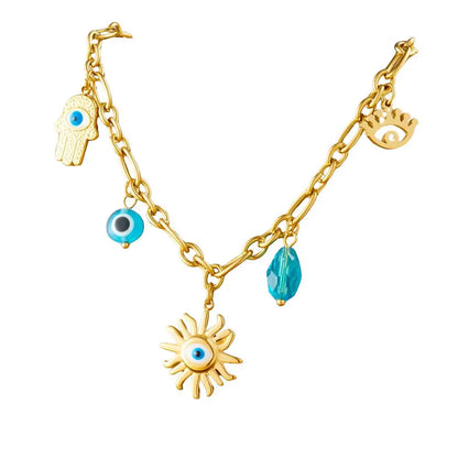 Collier à breloques oeil doré et bleu