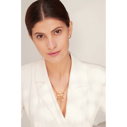 Collier breloques doré cadenas et clé