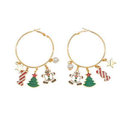 Boucles d'oreilles à breloques de noël avec biscuit