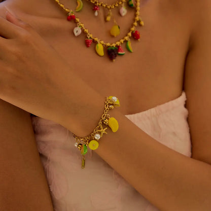 Bracelet breloques avec citrons