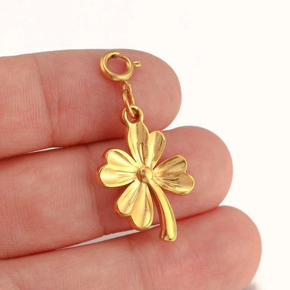 Breloque bijoux fleur doré avec crochet