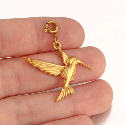 Breloque bijoux oiseau doré avec crochet