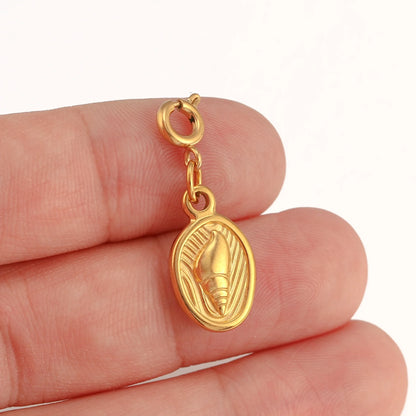 Breloque bijoux médaille coquillage doré avec crochet