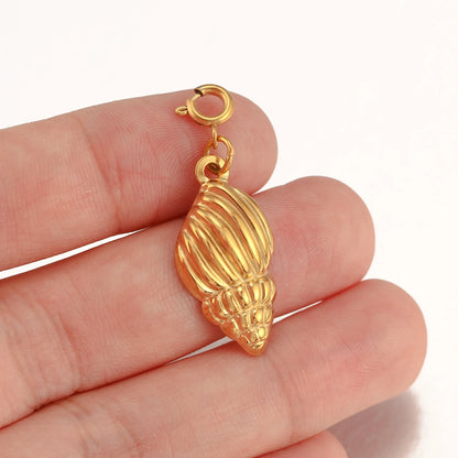 Breloque bijoux coquillage doré avec crochet