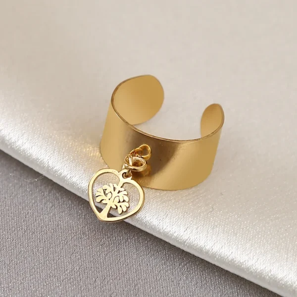Bague breloque arbre de vie dorée