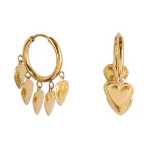 Boucles d'oreilles breloques coeur dorées