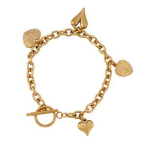 Bracelet breloques avec coeur doré à bascule