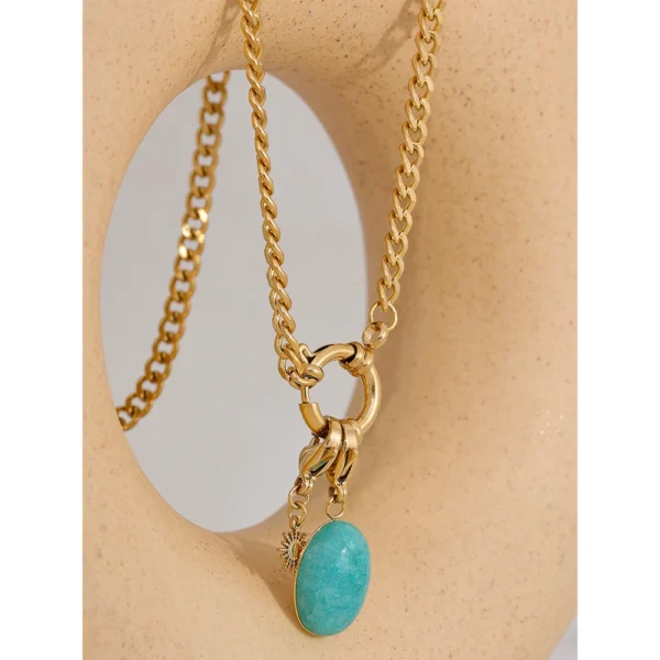 Collier à breloque turquoise doré